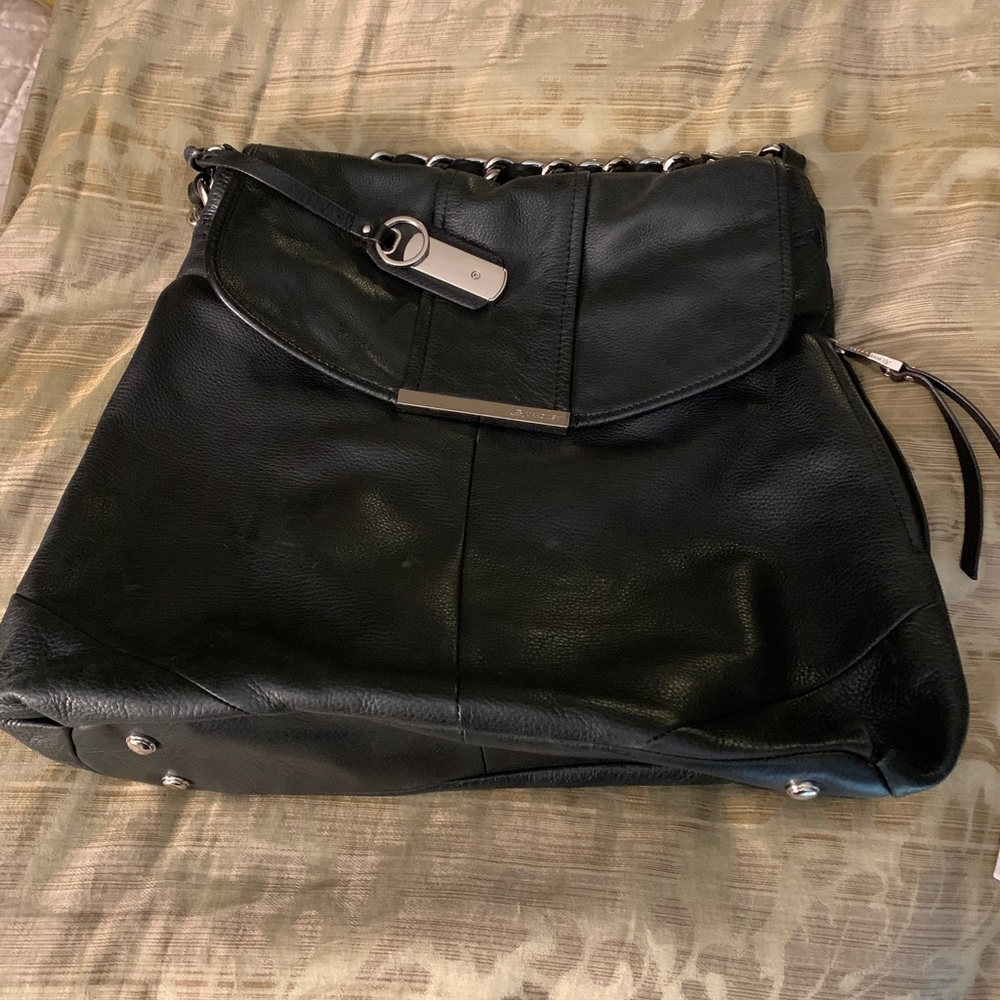 B Makowsky Black Pebbled Leather Bag